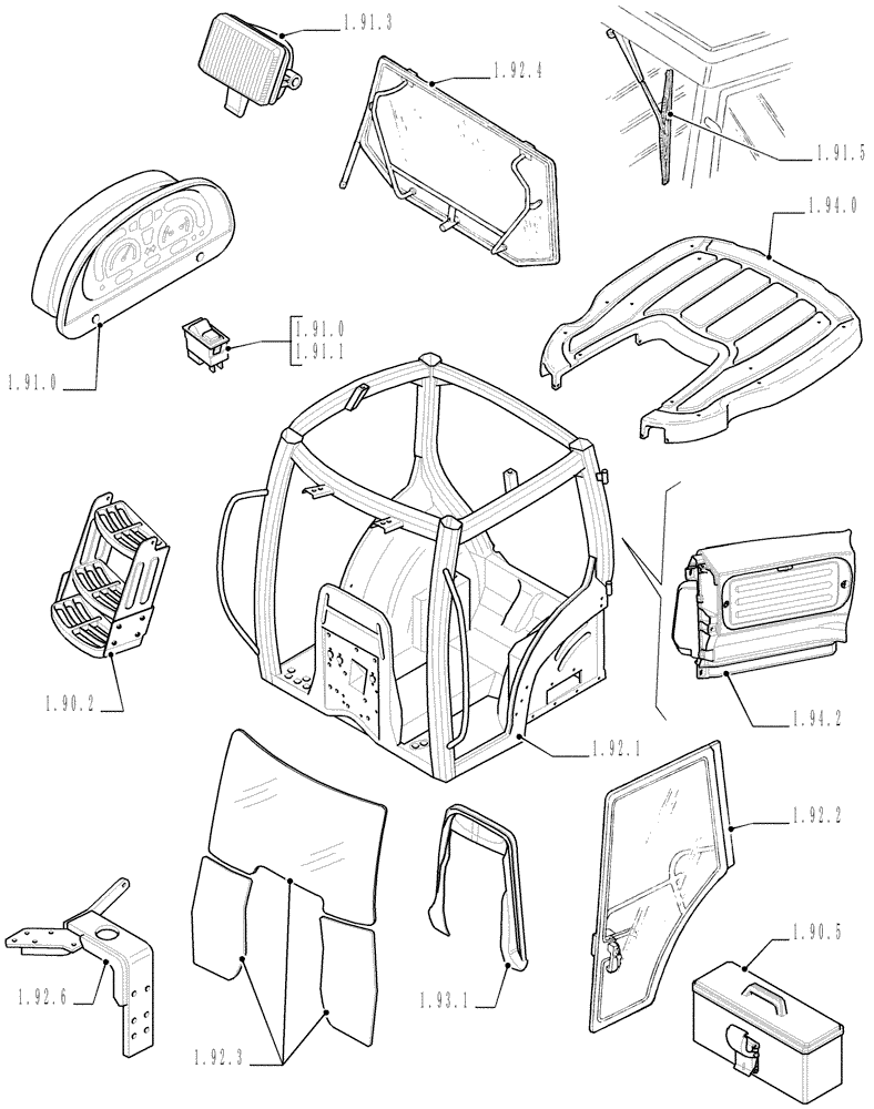 Схема запчастей Case IH MXU135 - (SEC. 10[01]) - DRIVERS COMPARTMENT (00) - GENERAL