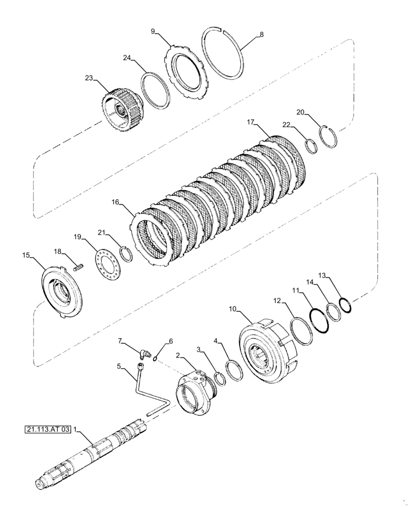 Схема запчастей Case IH MAGNUM 260 - (21.155.AI[01]) - POWERSHIFT - RANGE TRANSMISSION, MASTER CLUTCH (21) - TRANSMISSION