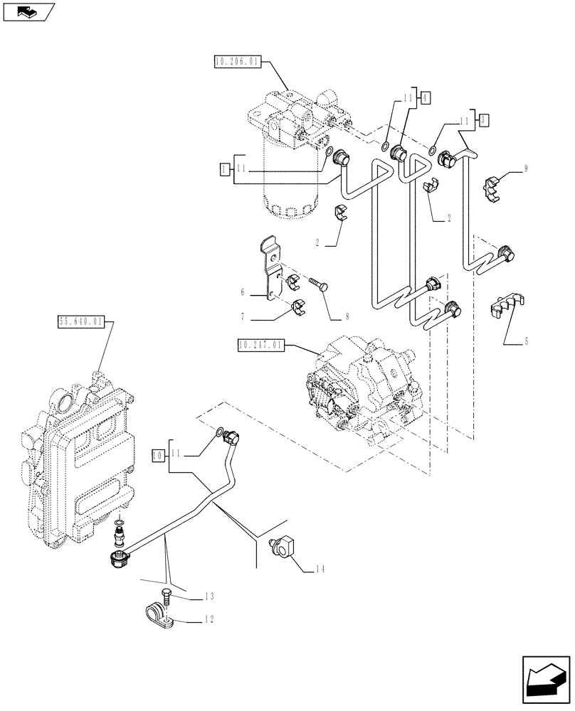 Схема запчастей Case IH F4HE9687Z J100 - (10.218.01) - PIPING - FUEL (2859604-2855332) (10) - ENGINE