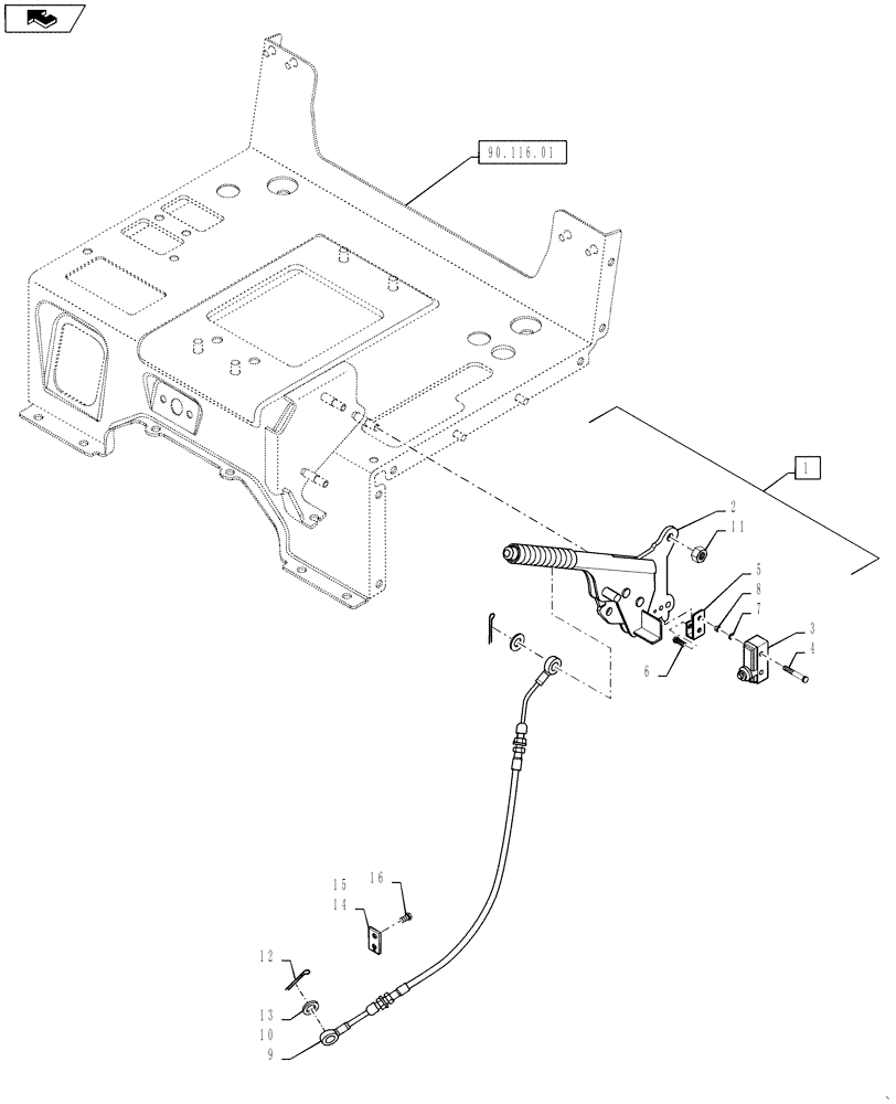 Схема запчастей Case IH FARMALL 50B - (33.120.04) - PARKING BRAKE LEVER (33) - BRAKES & CONTROLS