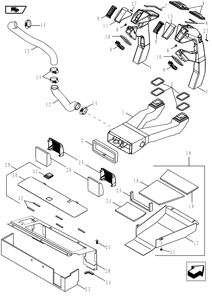 Схема запчастей Case IH MAGNUM 210 - (50.206.06) - AIR CONDITIONING, DUCTS (50) - CAB CLIMATE CONTROL