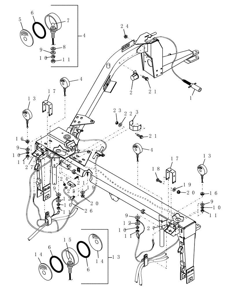Схема запчастей Case IH DCX101 - (55.795.01) - TRAIL FRAME ROUND LIGHTS (55) - ELECTRICAL SYSTEMS