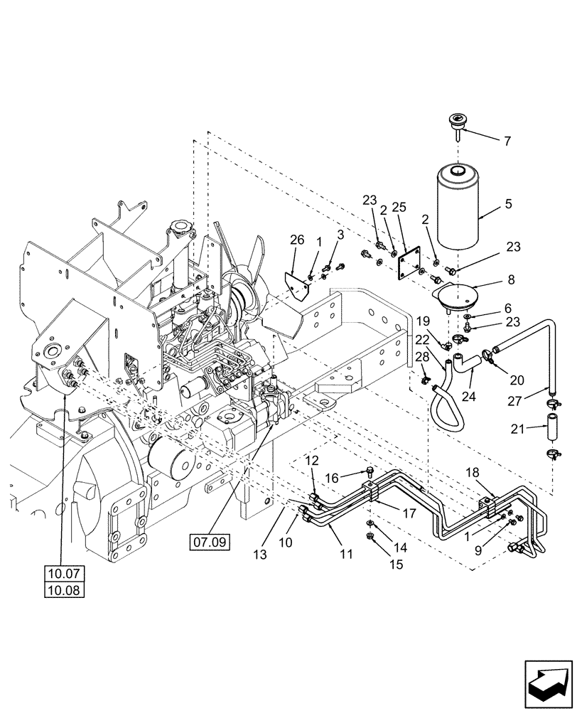 Схема запчастей Case IH D45 - (04.08) - POWER STEERING (04) - FRONT AXLE & STEERING