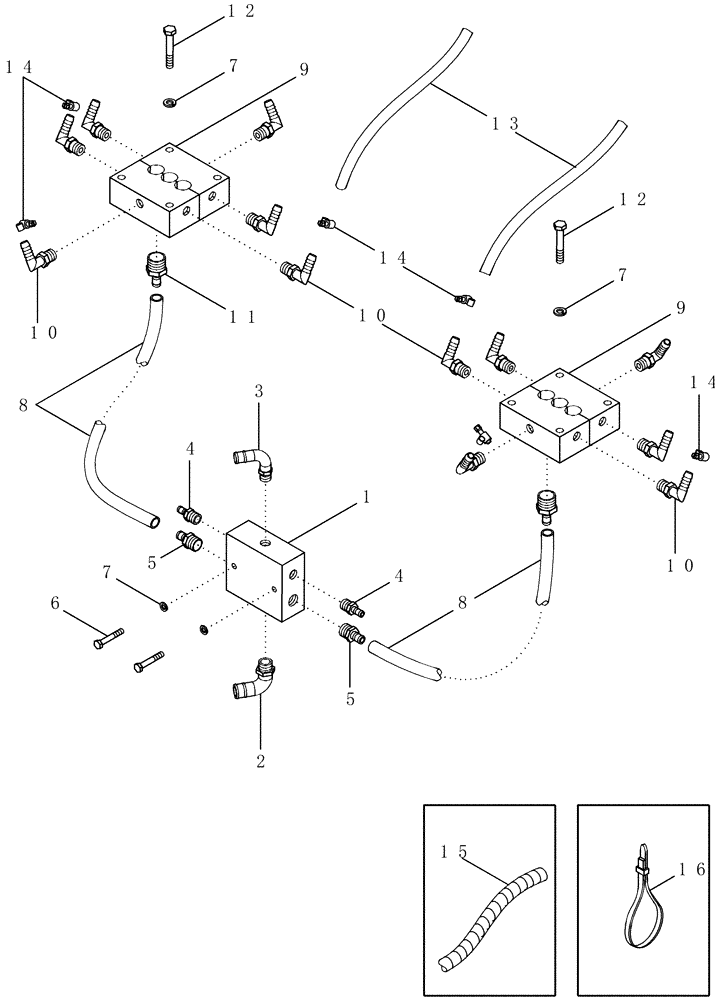 Схема запчастей Case IH CPX610 - (09A-38A) - DRUM BAR LUBRICATION SYSTEM - MANIFOLDS AND HOSES- BSN JJC0250200 (13) - PICKING SYSTEM