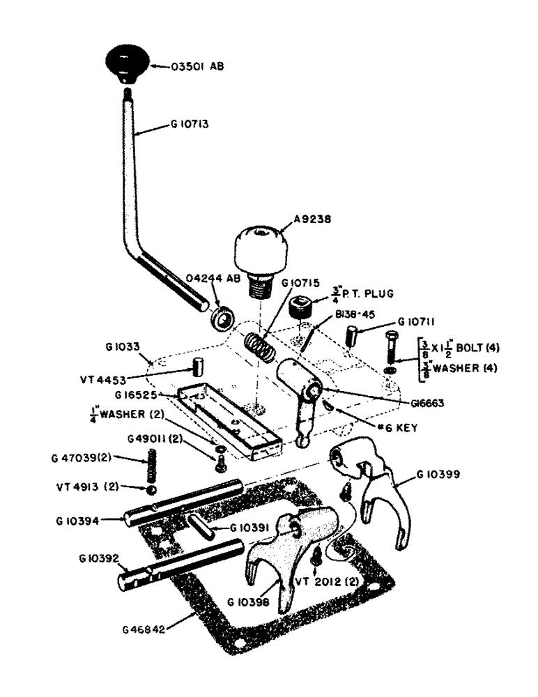 Схема запчастей Case IH 500B-SERIES - (064) - TRIPLE RANGE CONTROL COVER, 510B AND 511B TRACTORS (06) - POWER TRAIN