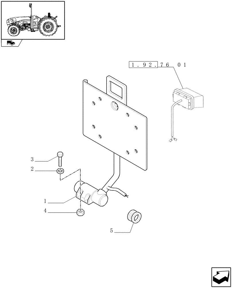 Схема запчастей Case IH FARMALL 95N - (1.92.99[01]) - LICENSE PLATE SUPPORT - L/CAB (VAR.338958-339958) (10) - OPERATORS PLATFORM/CAB