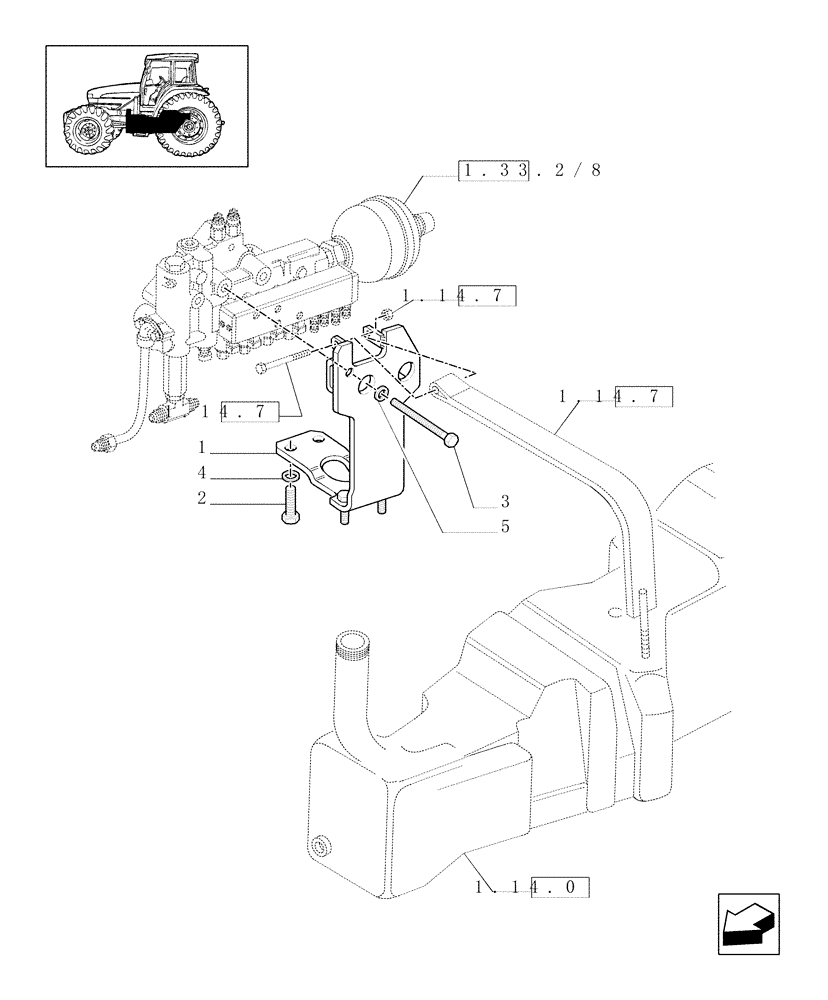 Схема запчастей Case IH JX80U - (1.14.7/02) - (VAR.275-279) POWER SHUTTLE - HI-LO - 30-40 KMH - HYDRAULIC PTO - TANK SUPPORT (02) - ENGINE EQUIPMENT