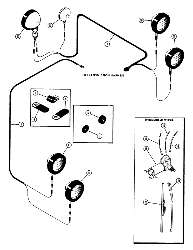 Схема запчастей Case IH 870 - (317A) - ELECTRICAL EQUIPMENT & WIRING, FENDER HARNESS, USED PRIOR TO TRACTOR SERIAL NUMBER 8675001 (09) - CHASSIS/ATTACHMENTS