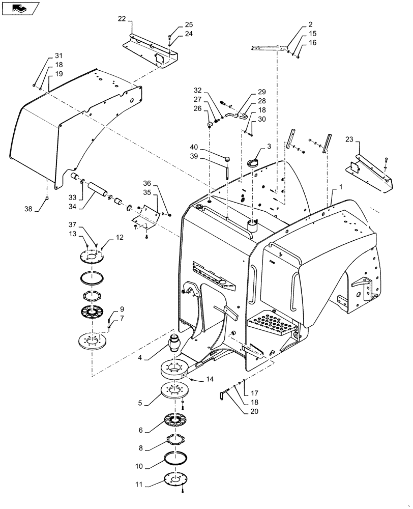 Схема запчастей Case IH QUADTRAC 550 - (39.100.08[01]) - REAR FRAME / FUEL TANKS AND FENDERS - QUADTRAC 550 & 600 BSN ZBF126024 (39) - FRAMES AND BALLASTING