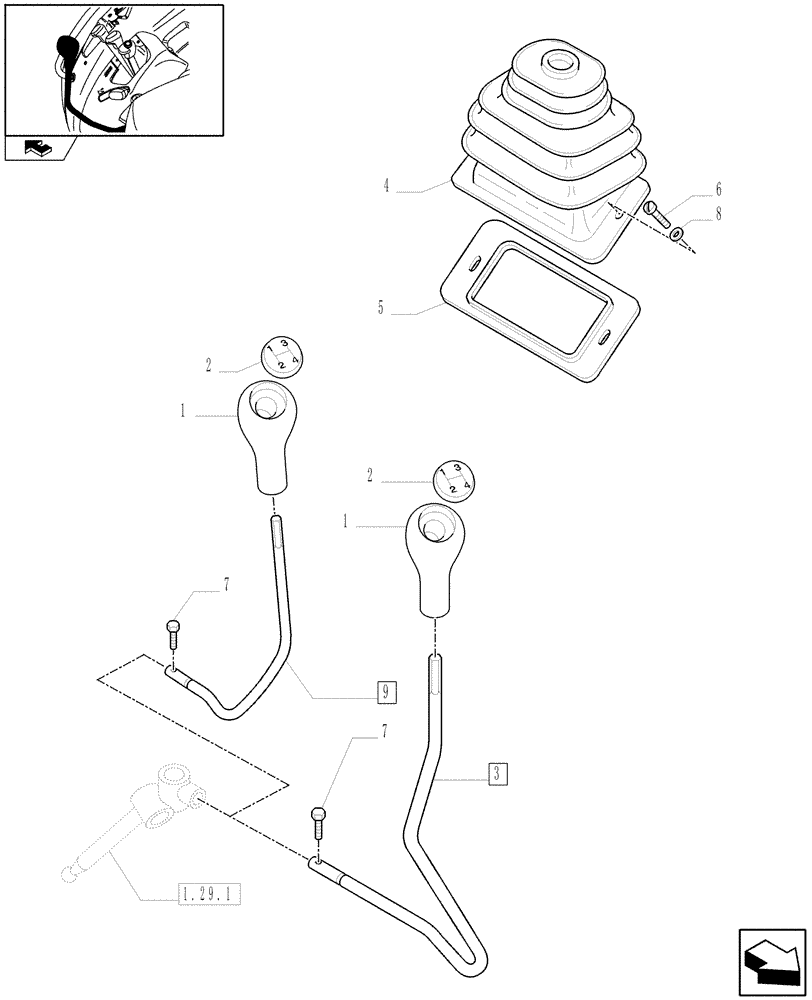 Схема запчастей Case IH FARMALL 105N - (1.92.29) - TRANSMISSION EXTERNAL SHIFTING CONTROLS (10) - OPERATORS PLATFORM/CAB