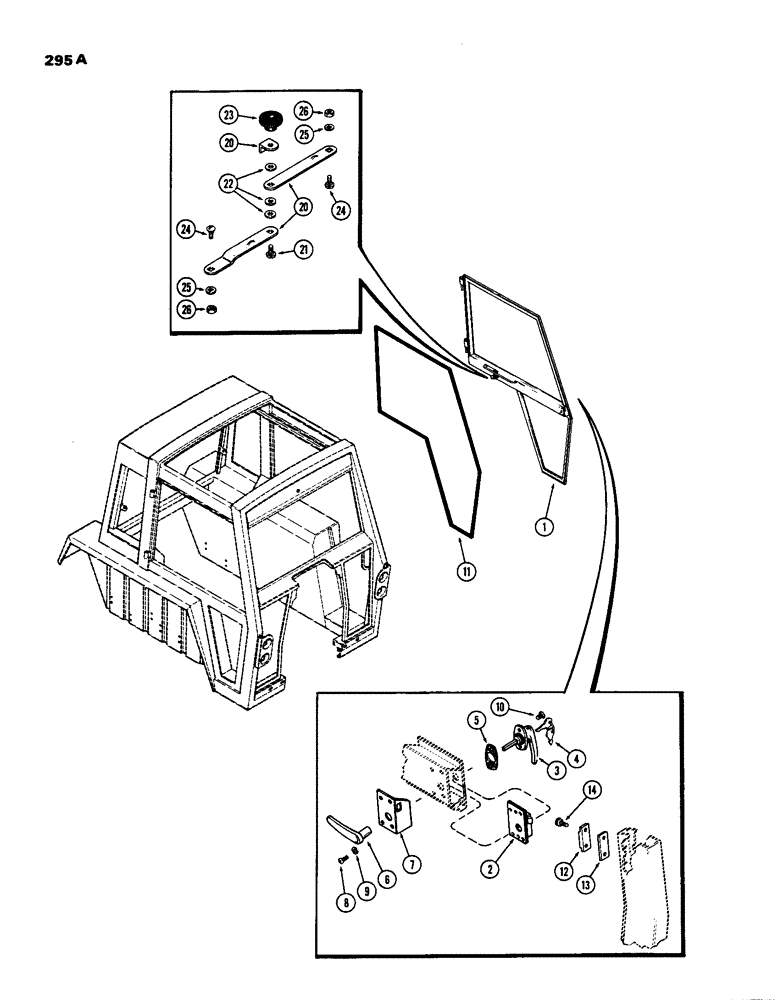 Схема запчастей Case IH 770 - (295A) - DOOR, CAB, HINSON (09) - CHASSIS/ATTACHMENTS