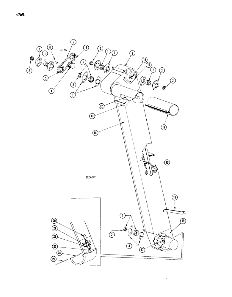 Схема запчастей Case IH 1660 - (136) - TAILINGS ELEVATOR (66) - THRESHING