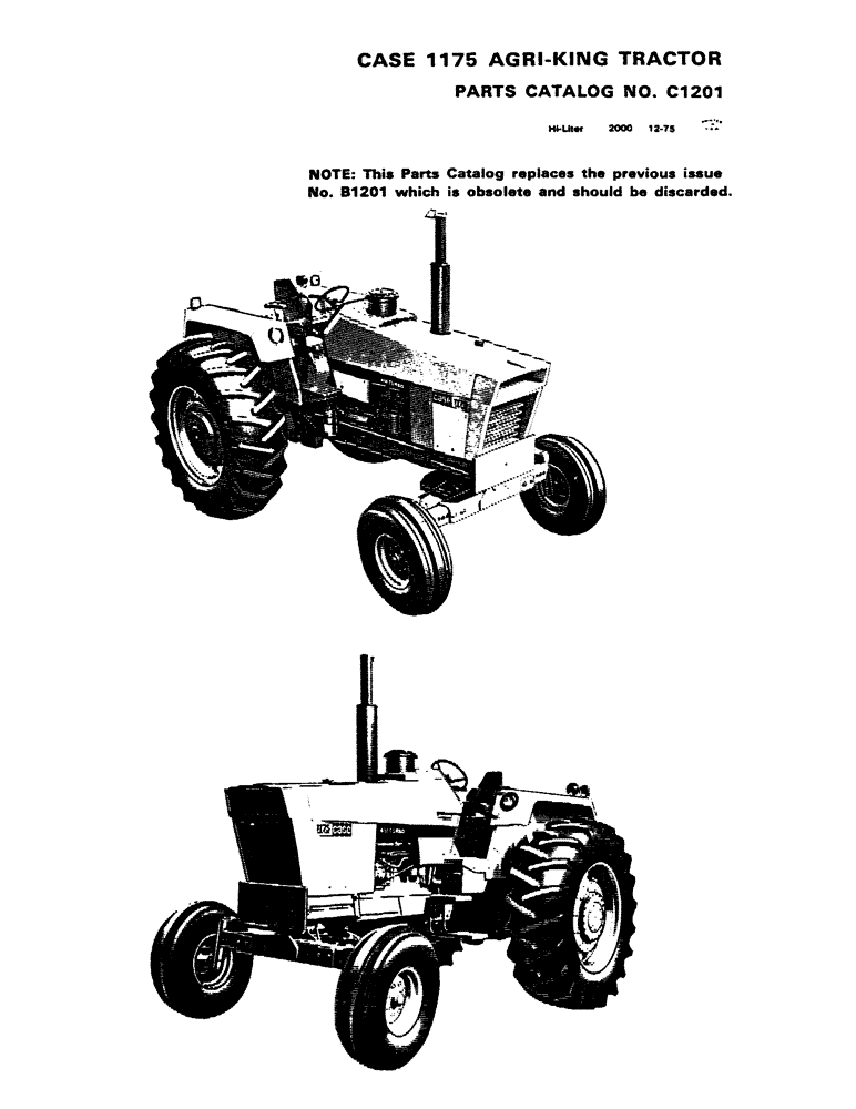 Схема запчастей Case IH 1175 - (001) - CASE 1175 AGRI-KING TRACTOR (00) - PICTORIAL INDEX