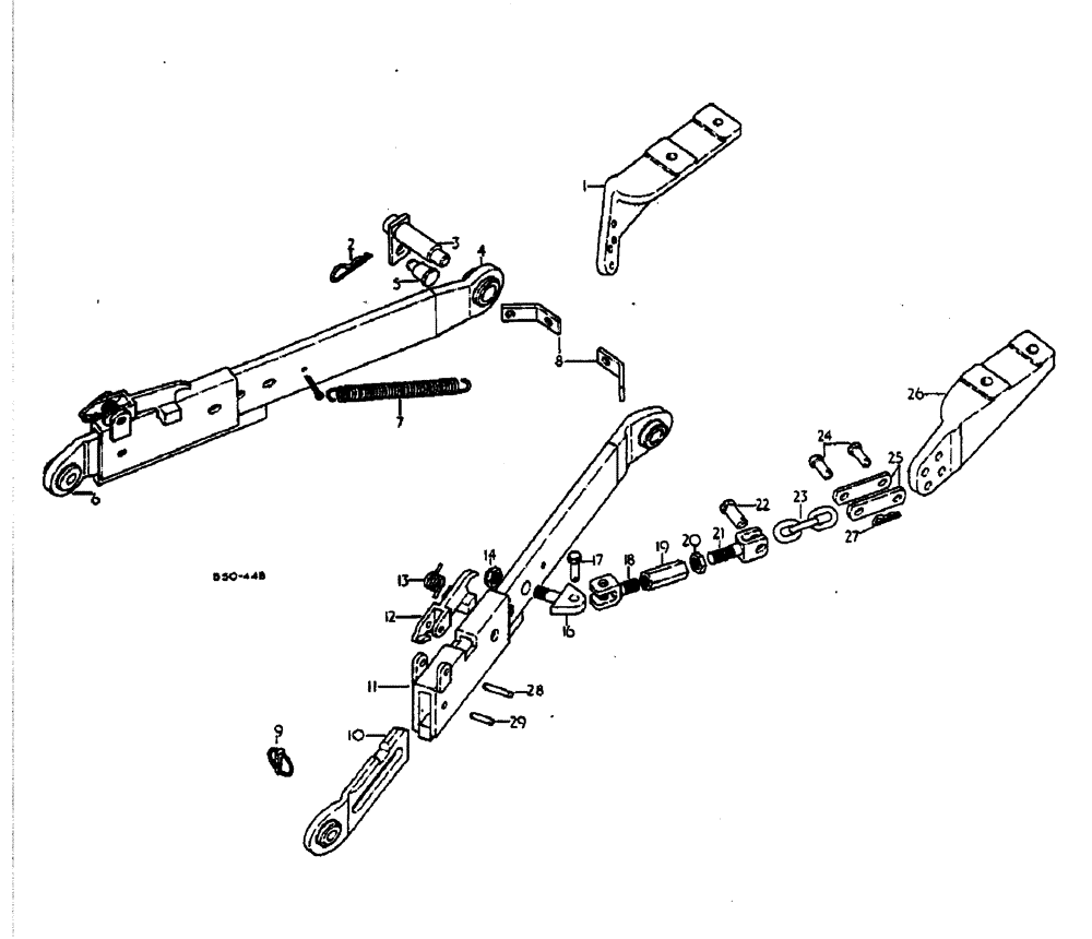 Схема запчастей Case IH 885 - (09-008) - LOWER LINKS - THREE POINT HITCH - TELESCOPIC LOWER LINKS WITH OUTSIDE CHECK CHAINS (12) - FRAME