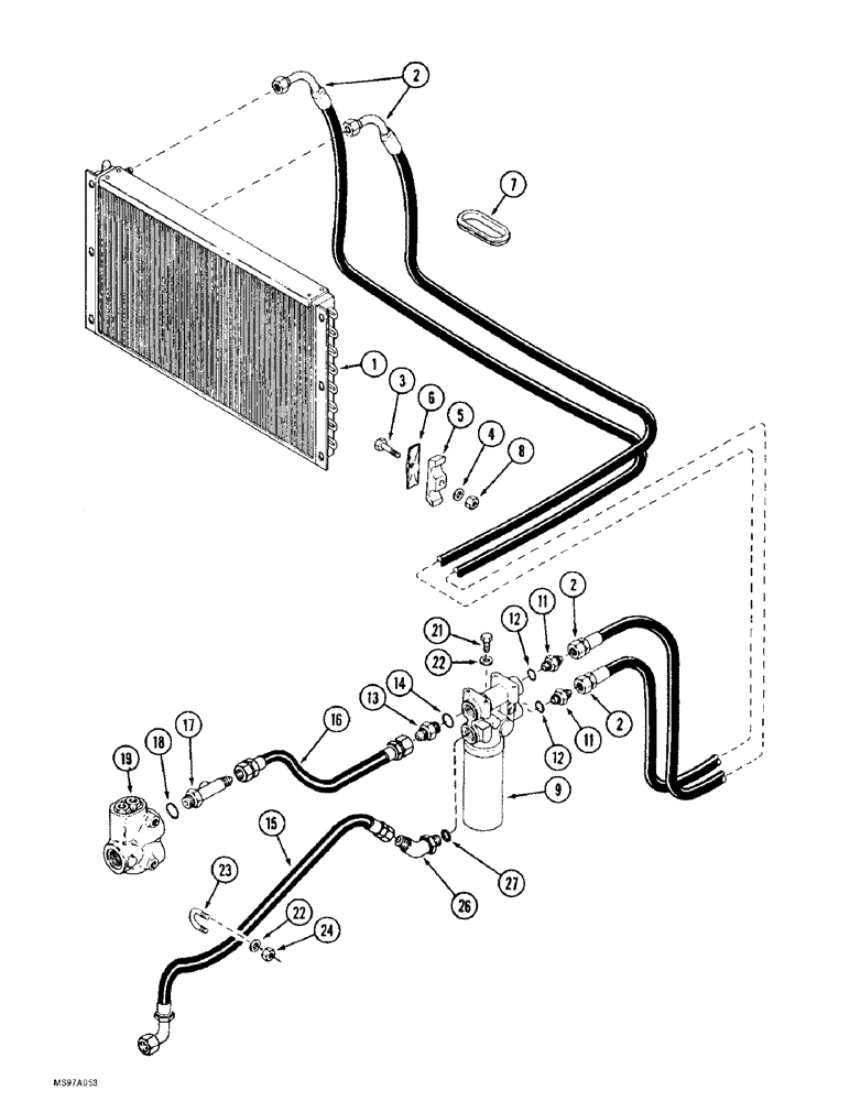 Схема запчастей Case IH 9370 QUADTRAC - (8-006) - STANDARD HYDRAULIC SYSTEM, OIL COOLER AND FILTER CIRCUIT (08) - HYDRAULICS