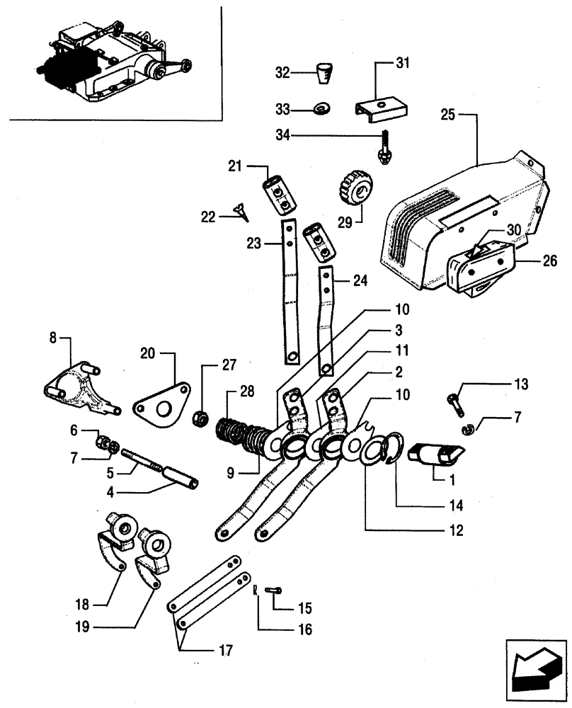 Схема запчастей Case IH JX75 - (1.82.5[01]) - LIFT CONTROLS - HANDLE, LEVERS, HUBS AND SPACER (07) - HYDRAULIC SYSTEM