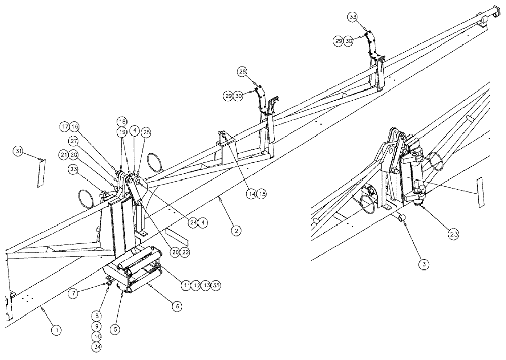 Схема запчастей Case IH 610 - (03-005) - 85-FOOT BOOM GROUP, RS (09) - BOOMS