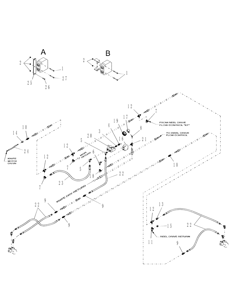 Схема запчастей Case IH DHX362 - (20.07.05[3.1]) - HYDRAULICS, SINGLE SWATH, PRIOR TO PIN Y8ZB00545 (07) - HYDRAULICS