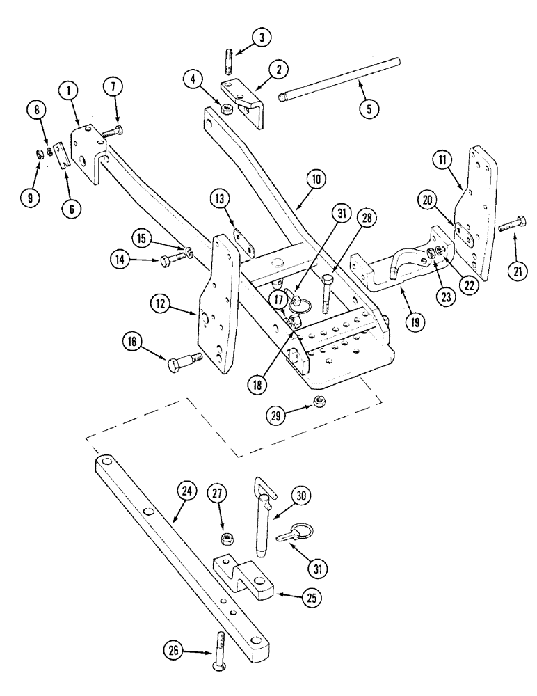 Схема запчастей Case IH 1394 - (9-388) - UNIVERSAL DRAWBAR, TRACTORS PRIOR TO P.I.N. 11505480 (09) - CHASSIS/ATTACHMENTS