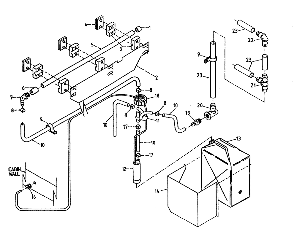 Схема запчастей Case IH 7000 - (A05-50A) - WINDSCREEN WASHER AND AIR CONDITIONER DRAIN, SERIAL #7792 TO Mainframe & Functioning Components