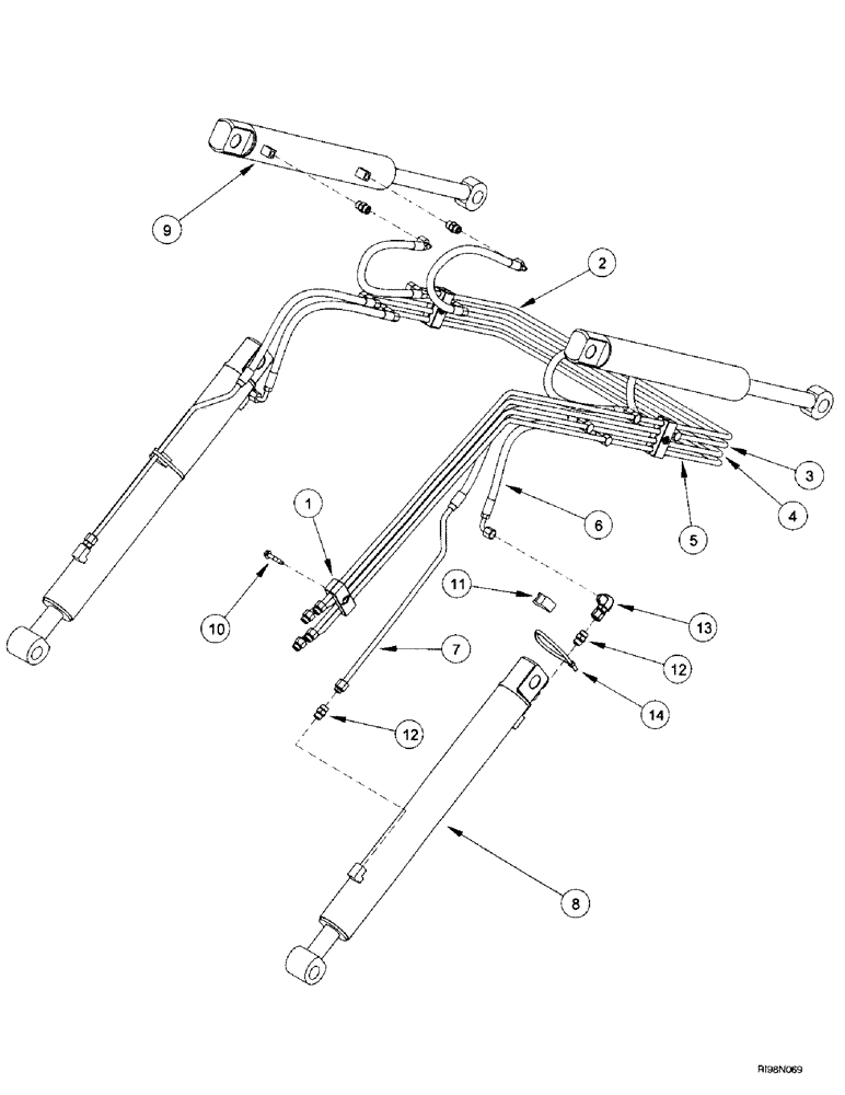 Схема запчастей Case IH L500 - (8-002) - HYDRAULICS - LOADER FRAME (08) - HYDRAULICS