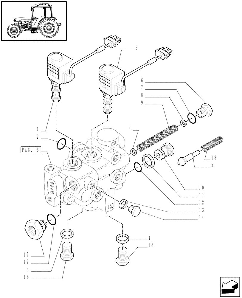 Схема запчастей Case IH JX1075C - (1.33.2/10[01]) - (VAR.838-839) FRONT PTO LIFT - CAPS AND SOLENOID VALVE (04) - FRONT AXLE & STEERING