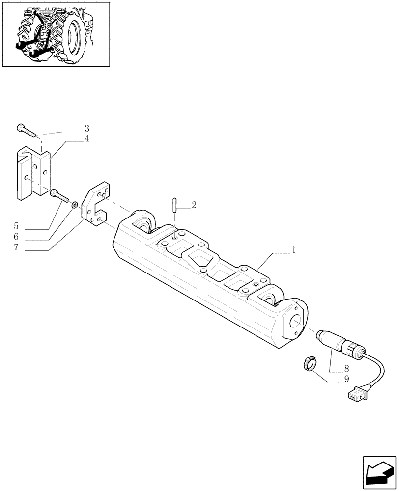 Схема запчастей Case IH JX1100U - (1.89.6/04[02]) - (VAR.907) TOOL CONNECTION UNIT (09) - IMPLEMENT LIFT