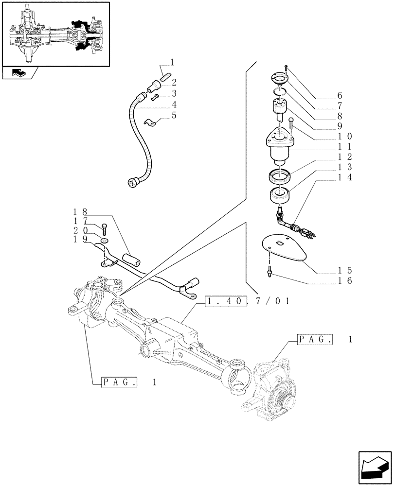 Схема запчастей Case IH PUMA 155 - (1.40. 1/02[02]) - (CL.4) FRONT AXLE W/MULTI-PLATE DIFF. LOCK AND STEERING SENSOR - SENSOR (04) - FRONT AXLE & STEERING