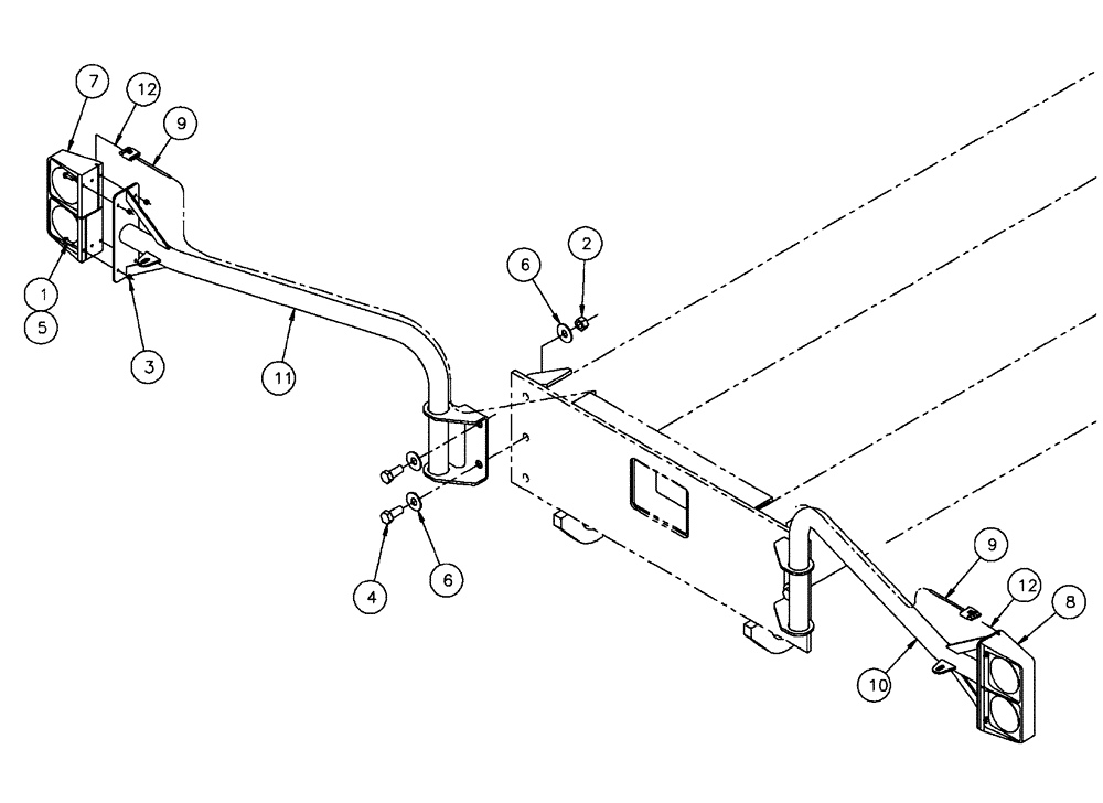 Схема запчастей Case IH FLX3300B - (10-020) - TAILLIGHT MOUNT ASSEMBLY (BARE CHASSIS ONLY) Options