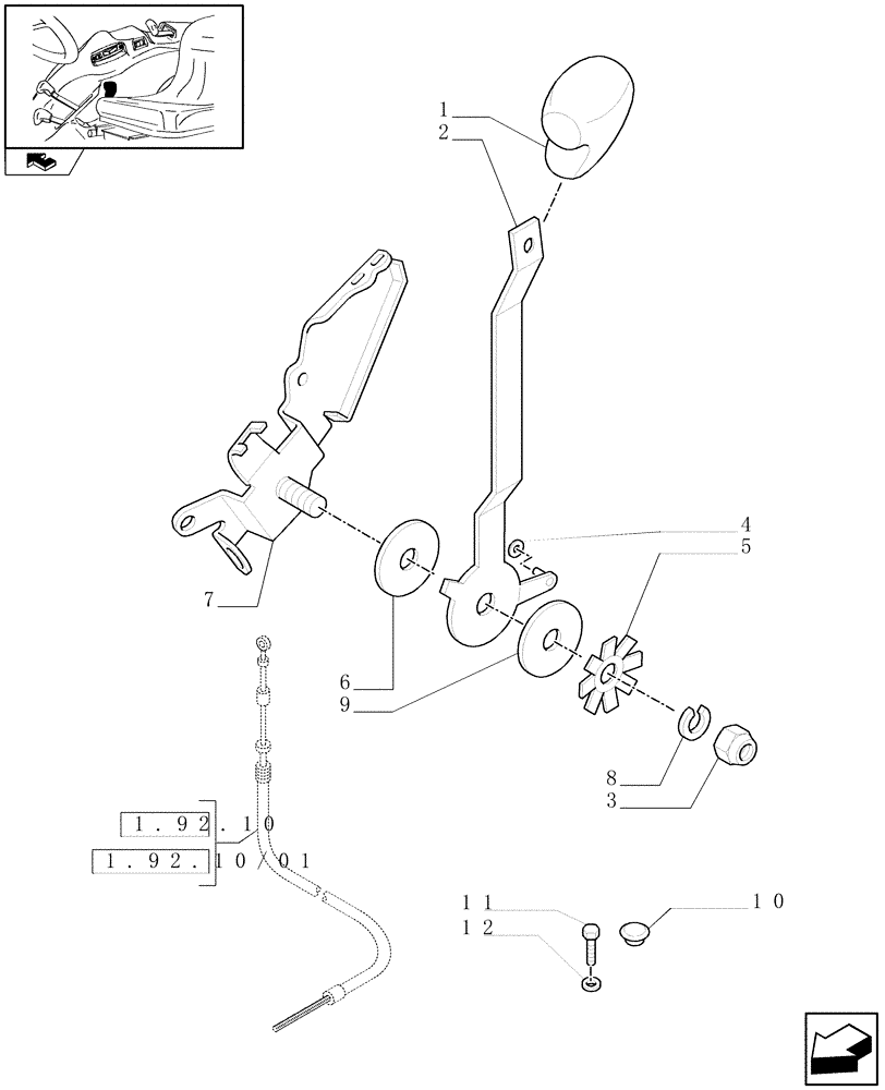 Схема запчастей Case IH FARMALL 95C - (1.92.10/02) - JOYSTICK FOR REAR REMOTES PREARRANGEMENT - ACCELERATOR HAND CONTROL (VAR.330721-331721-332721-333721-330722) (10) - OPERATORS PLATFORM/CAB