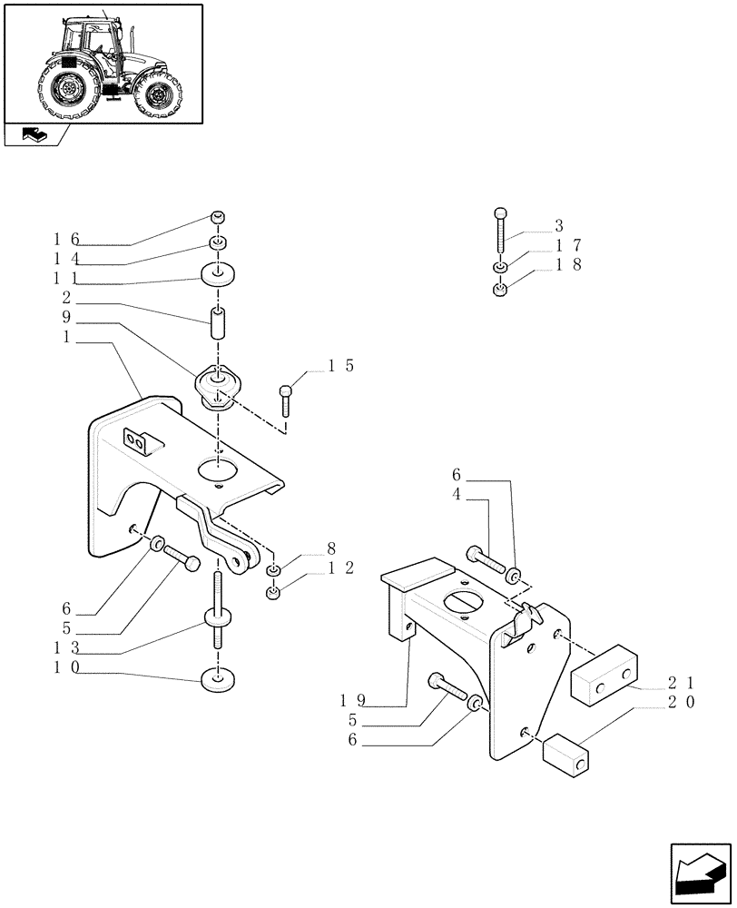 Схема запчастей Case IH FARMALL 90 - (1.87.0/01[01]) - BRACKETS FOR FRONT AUXILIARY EQUIPMENTS - SUPPORT - W/CAB (VAR.335460-335522) (08) - SHEET METAL