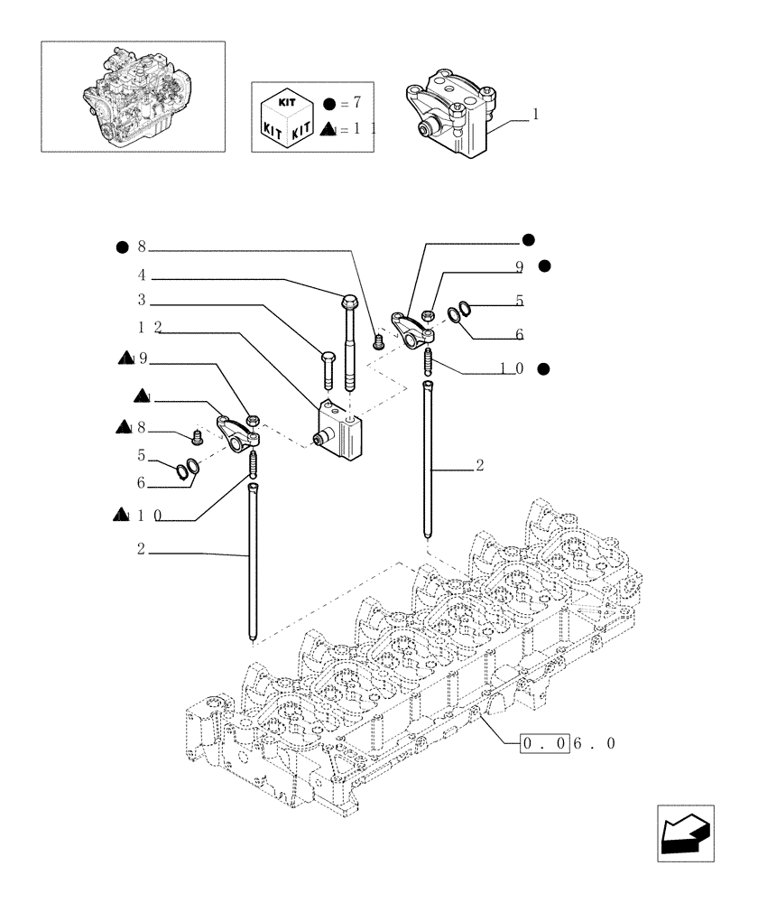Схема запчастей Case IH F4GE9684C J600 - (0.06.6[01]) - ROCKER SHAFT (504090396) 