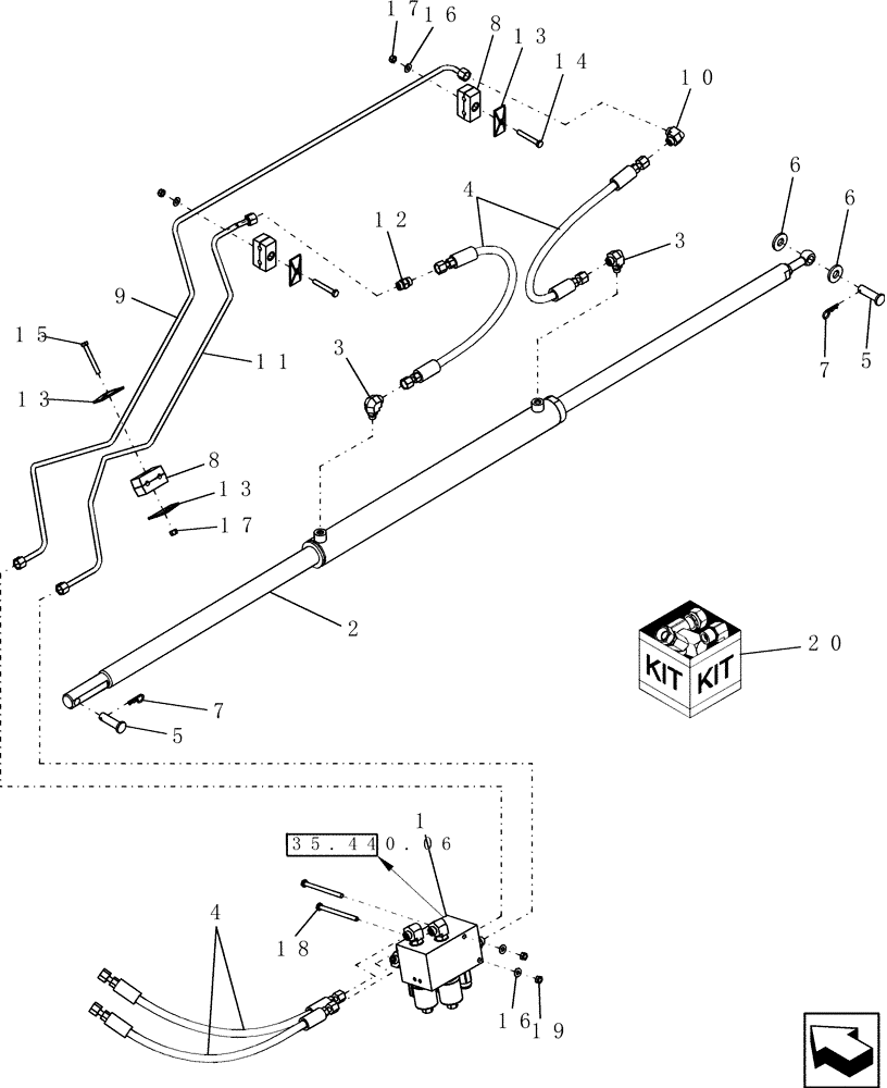 Схема запчастей Case IH 7120 - (35.440.07) - HYDRAULICS, GRAIN COVER MY2010 (35) - HYDRAULIC SYSTEMS