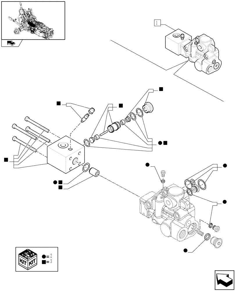 Схема запчастей Case IH PUMA 165 - (1.82.713/02B) - TRAILER BRAKE VALVE (ITALY) - BREAKDOWN (07) - HYDRAULIC SYSTEM