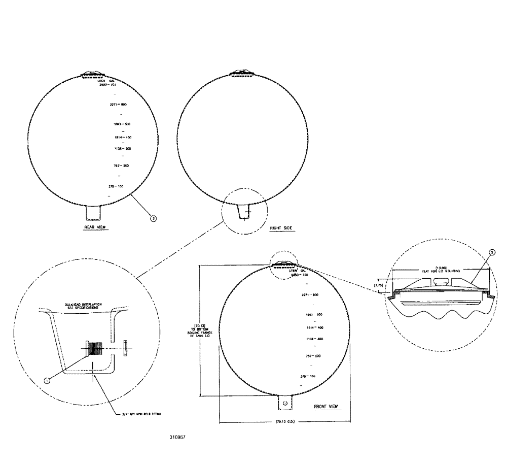 Схема запчастей Case IH SPX3185 - (09-020) - LIQUID PLUMBING - TANK ASSEMBLY Liquid Plumbing
