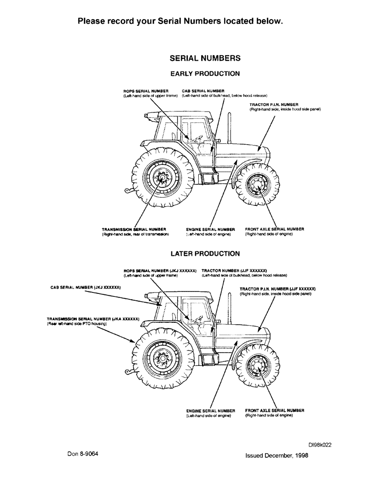 Схема запчастей Case IH 5130 - (0-002) - SERIAL NUMBERS (00) - PICTORIAL INDEX