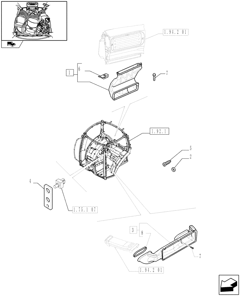 Схема запчастей Case IH PUMA 140 - (1.94.2[02]) - HEATING/AIR CONDITIONING - VENTILATION DUCTS (10) - OPERATORS PLATFORM/CAB