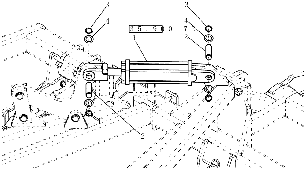 Схема запчастей Case IH 800 - (35.900.80) - FOLDAWAY FRAME CYLINDER (35) - HYDRAULIC SYSTEMS