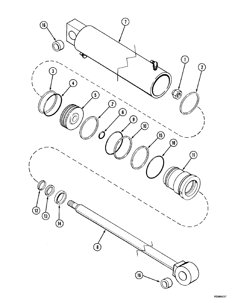 Схема запчастей Case IH L750 - (8-46) - CYLINDER ASSY - LIFT (L750), 89 MM (3.5 IN) ID X 747 MM (29.4 IN) STRK (08) - HYDRAULICS