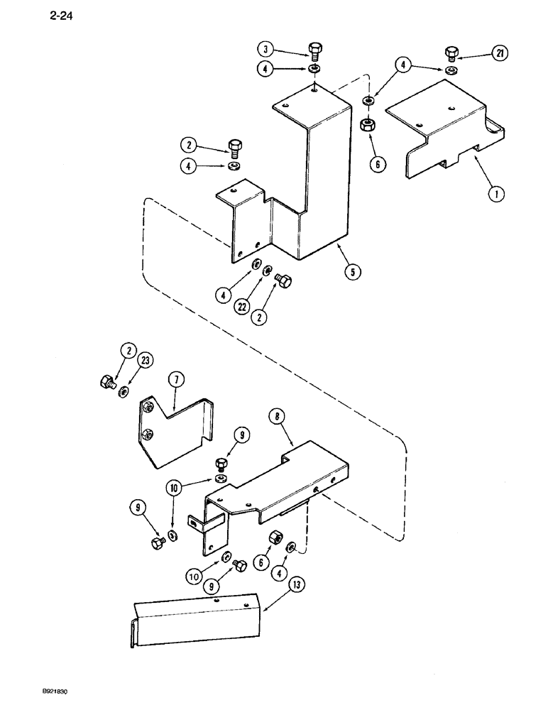 Схема запчастей Case IH 7110 - (2-24) - EXHAUST SYSTEM SHIELDS, P.I.N. JJA0018535 THROUGH JJA0033578 (02) - ENGINE