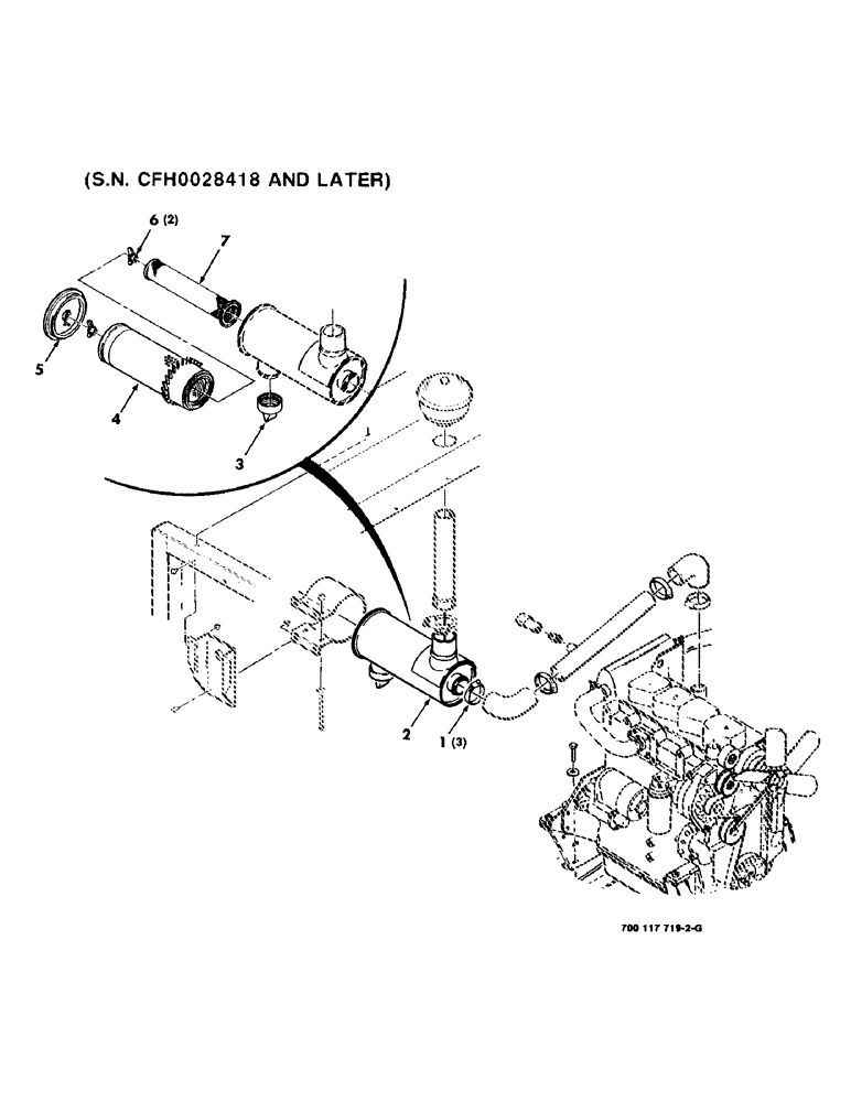 Схема запчастей Case IH 8830 - (3-12) - AIR BREATHER ASSEMBLY, DIESEL ENGINE, SERIAL NUMBER CFH0028418 AND LATER (03) - FUEL SYSTEM
