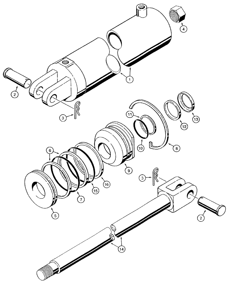 Схема запчастей Case IH 485 - (8-09) - TRANSPORT LIFT CYLINDER, 61107C92, THREADED GLAND TYPE (08) - HYDRAULICS