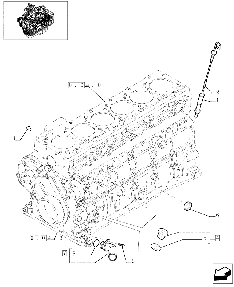 Схема запчастей Case IH F4GE0684E D600 - (0.27.0[01]) - ENGINE OIL DIPSTICK (504065470 - 4891312 - 504031398) 