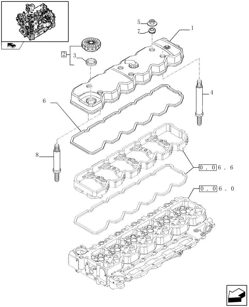 Схема запчастей Case IH PUMA 115 - (0.06.3[01]) - CYLINDER HEAD COVERS (01) - ENGINE