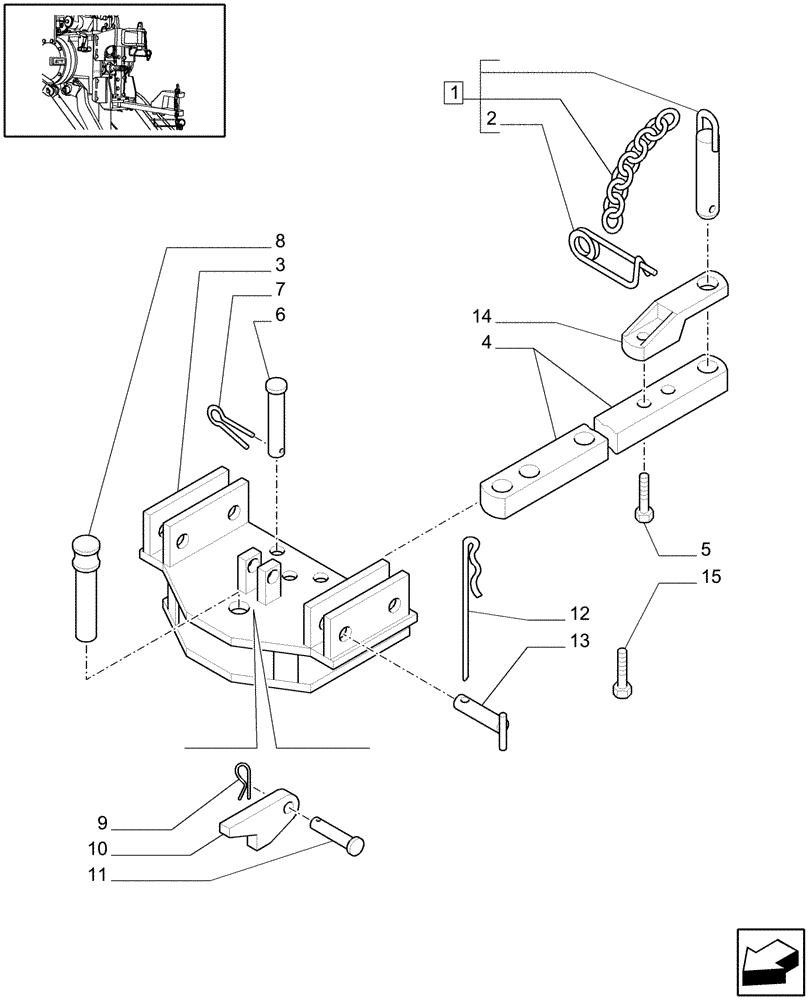 Схема запчастей Case IH JX1095C - (1.89.3/10) - (VAR.907) TOW-BAR CATEGORY "A" TOW HOOK 33 MM (09) - IMPLEMENT LIFT