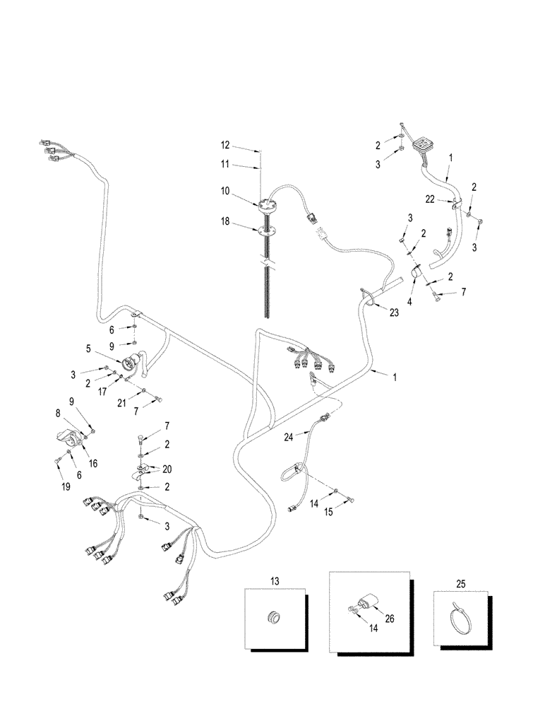 Схема запчастей Case IH STEIGER 385 - (04-19) - HARNESS - REAR FRAME, WITH ELECTRONIC REMOTE, WITHOUT THREE POINT HITCH (04) - ELECTRICAL SYSTEMS