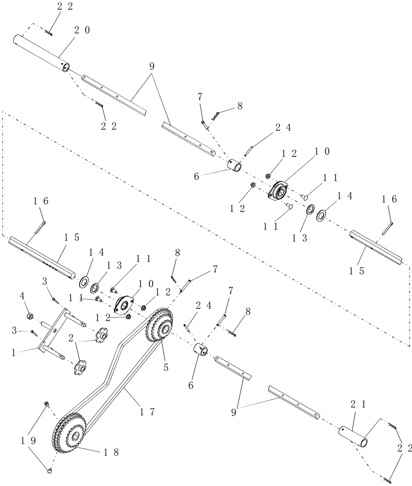 Схема запчастей Case IH 1200 - (L.10.B[10]) - SECONDARY FERTILIZER DRIVE SYSTEM, DRY FERTILIZER, 8 ROW RIGID TRAILING L - Field Processing