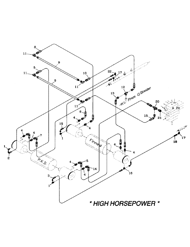 Схема запчастей Case IH 7700 - (B06-09) - HYDRAULIC CIRCUIT, POWER KNOCKDOWN ROLLER, FINNED ROLLER, LEG BASECUTTER Hydraulic Components & Circuits