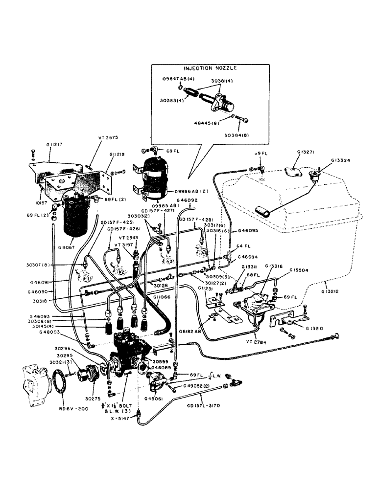 Схема запчастей Case IH 300-SERIES - (058) - DIESEL ENGINE, FUEL SYSTEM, WITH SUPPLY PUMP, FUEL TANK AND FILTERING SYSTEM (03) - FUEL SYSTEM