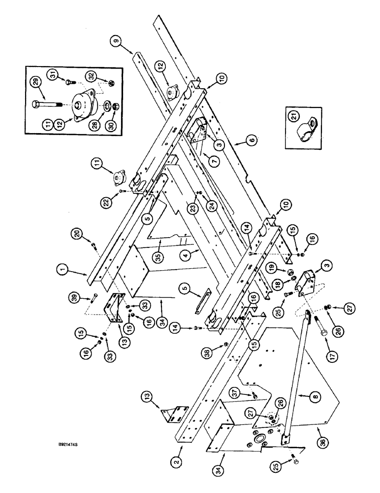 Схема запчастей Case IH 2055 - (9F-20) - CAB AND PLATFORM SUPPORT (12) - CHASSIS